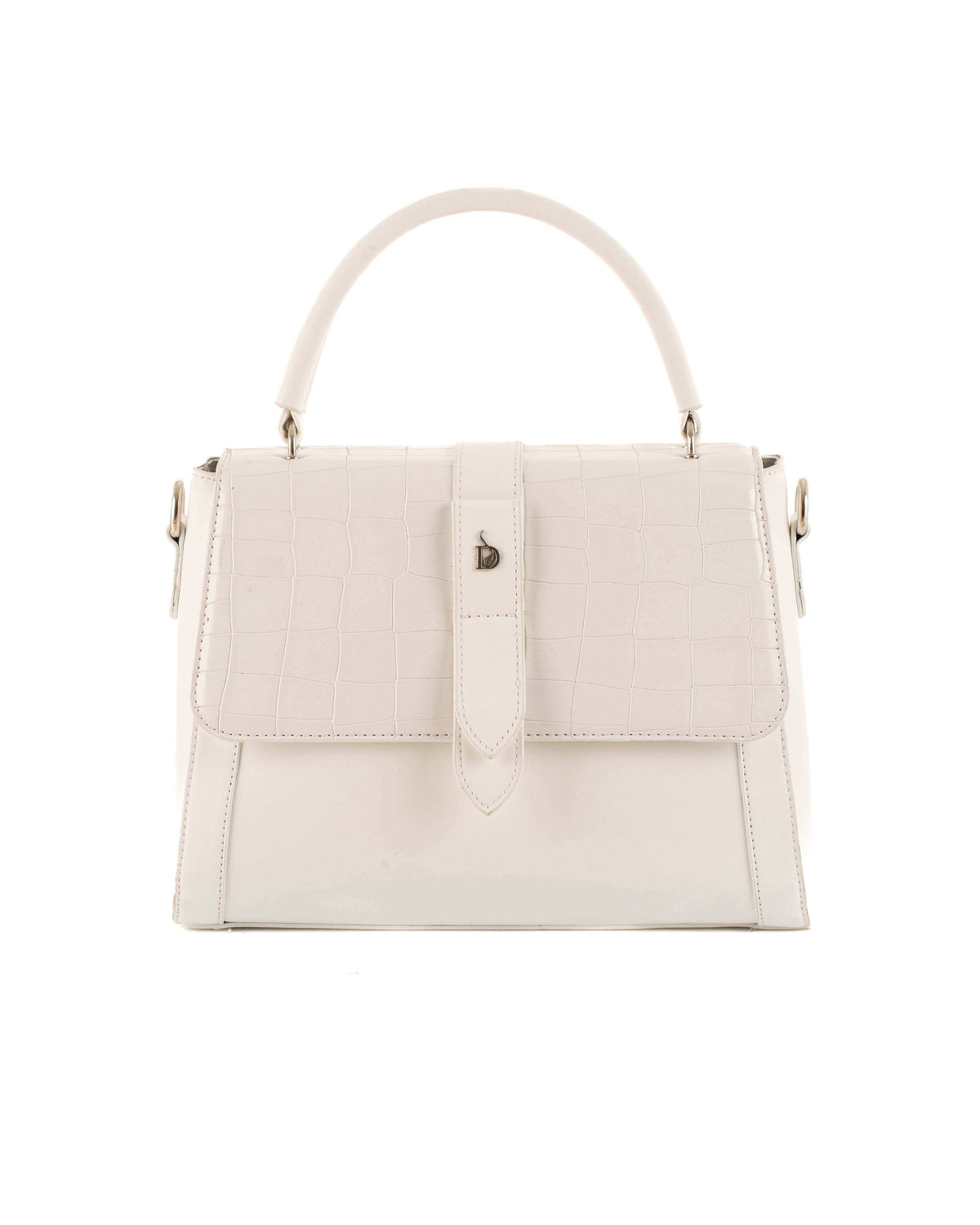 Leather Crocodile-Embossed Office Handbag