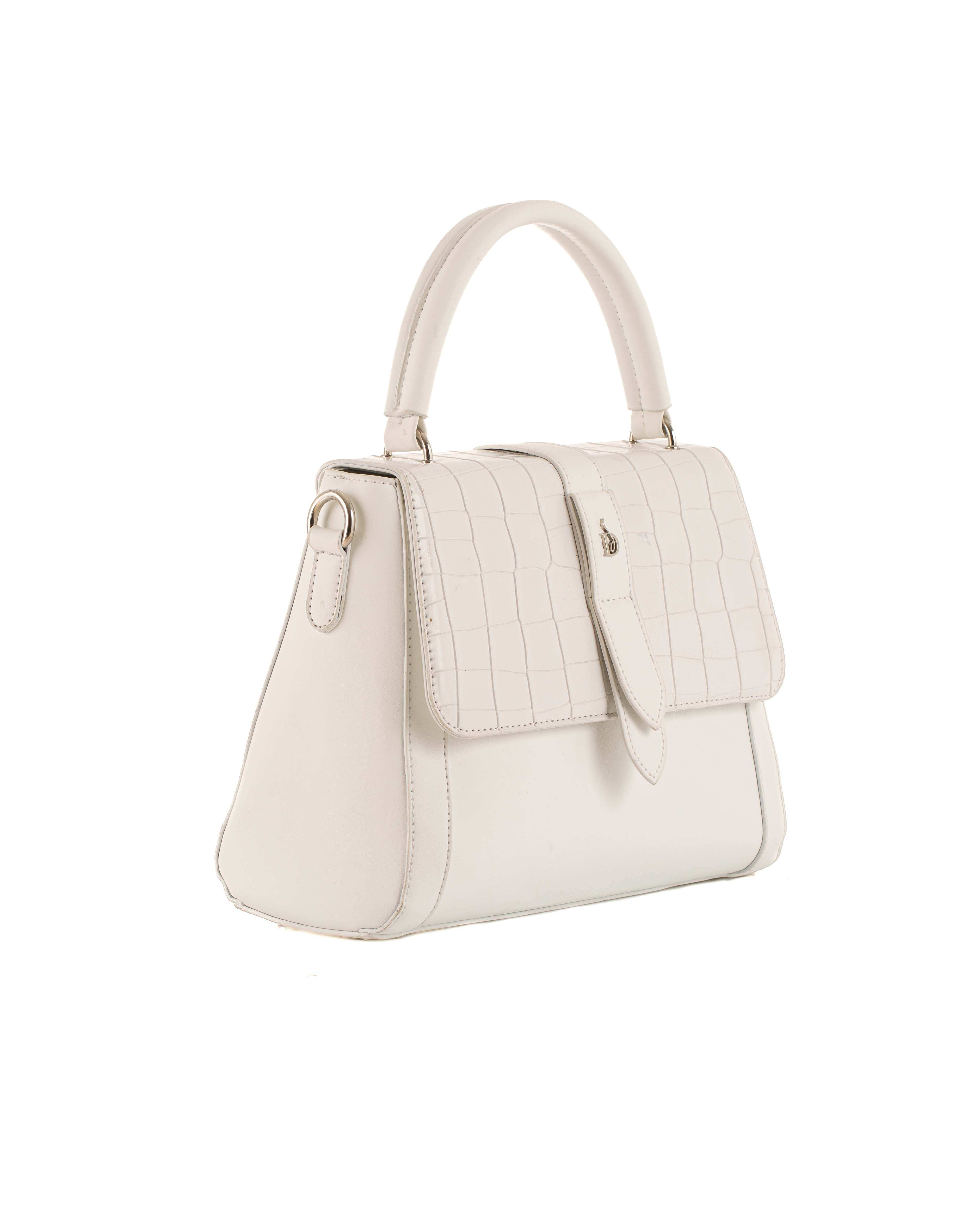 Leather Crocodile-Embossed Office Handbag