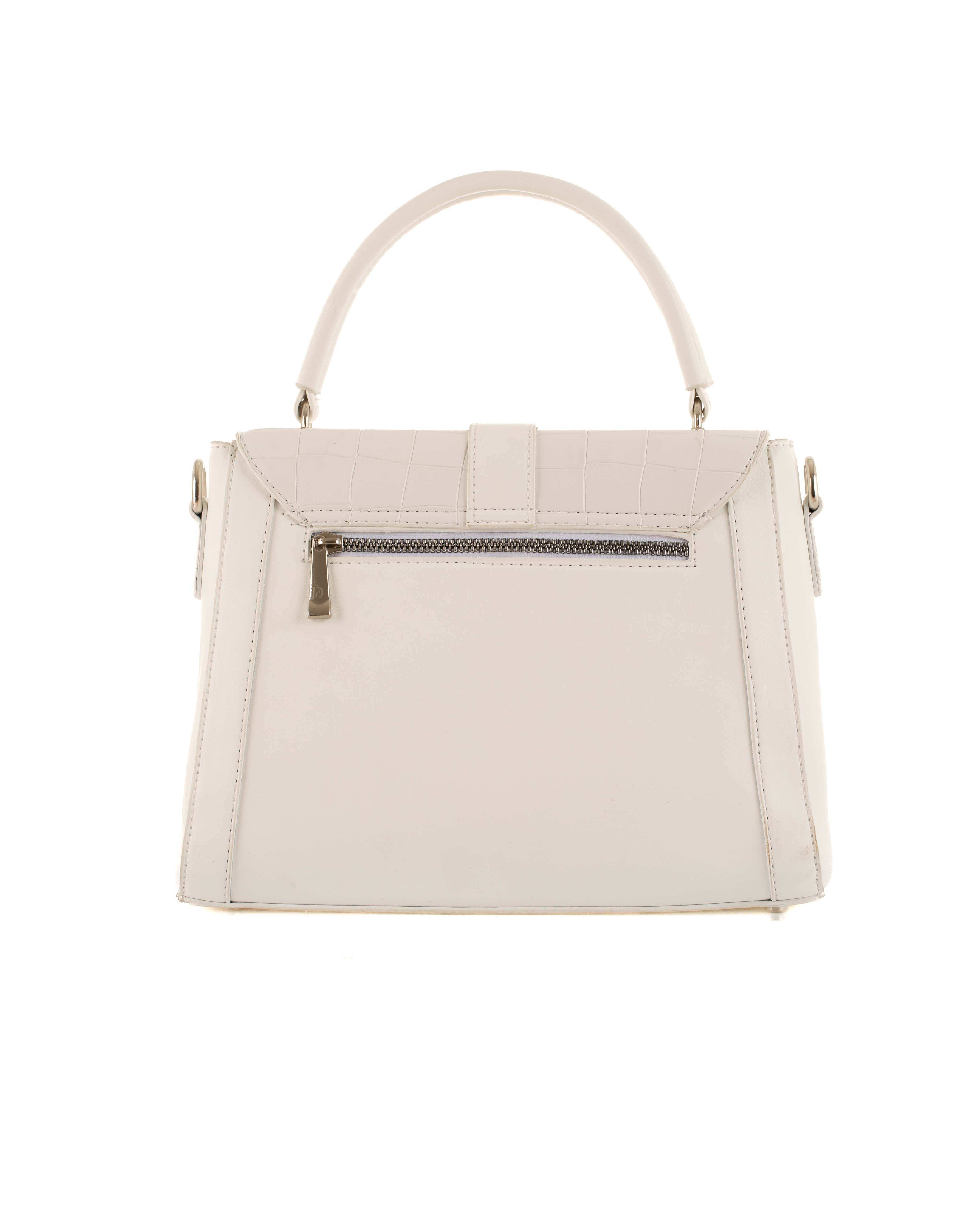 Leather Crocodile-Embossed Office Handbag