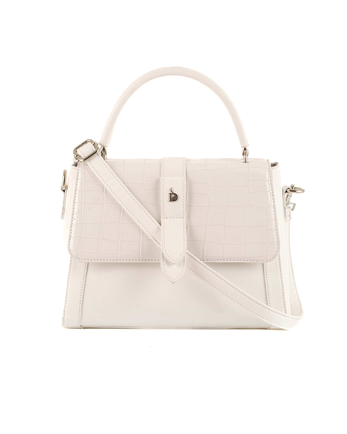 Leather Crocodile-Embossed Office Handbag