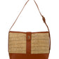 Straw & PU Leather Belted Crossbody Bag