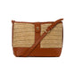 Straw & PU Leather Belted Crossbody Bag