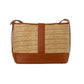 Straw & PU Leather Belted Crossbody Bag