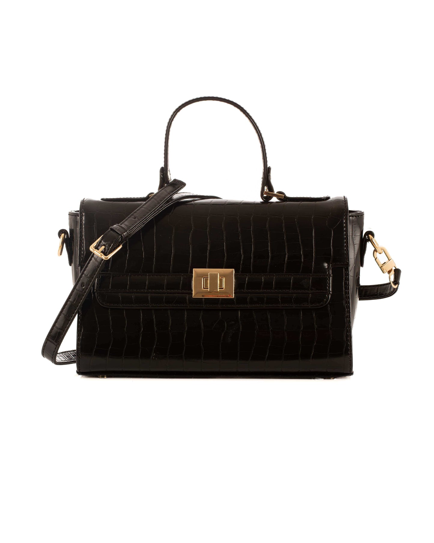 Elegant Crocodile Pattern Handbag with Small Purse