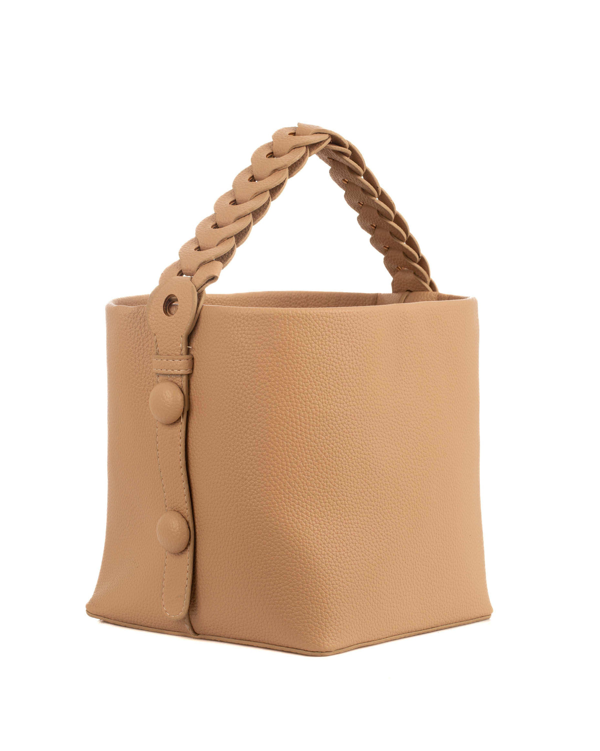 Textured Top-Handle Bag with Braided Handle