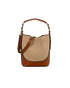 Canvas & Leather Top-Handle Bucket Bag