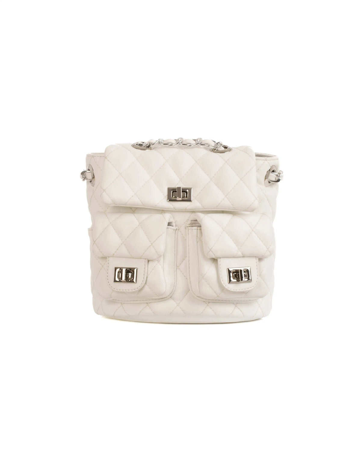 Simple Quilted Backpack with Twist Lock