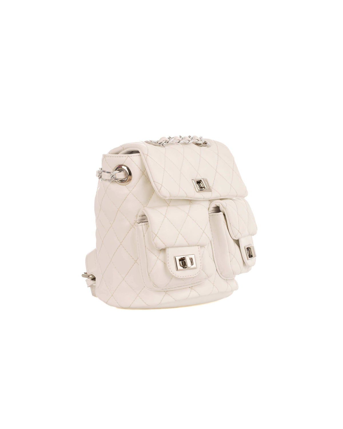 Simple Quilted Backpack with Twist Lock