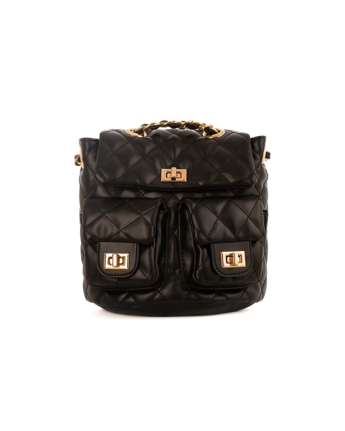 Simple Quilted Backpack with Twist Lock