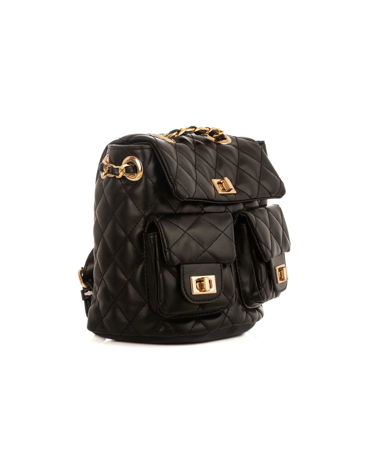 Simple Quilted Backpack with Twist Lock