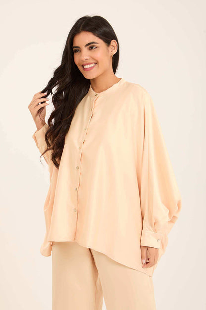 Flowing Blouse with Draped Sleeves