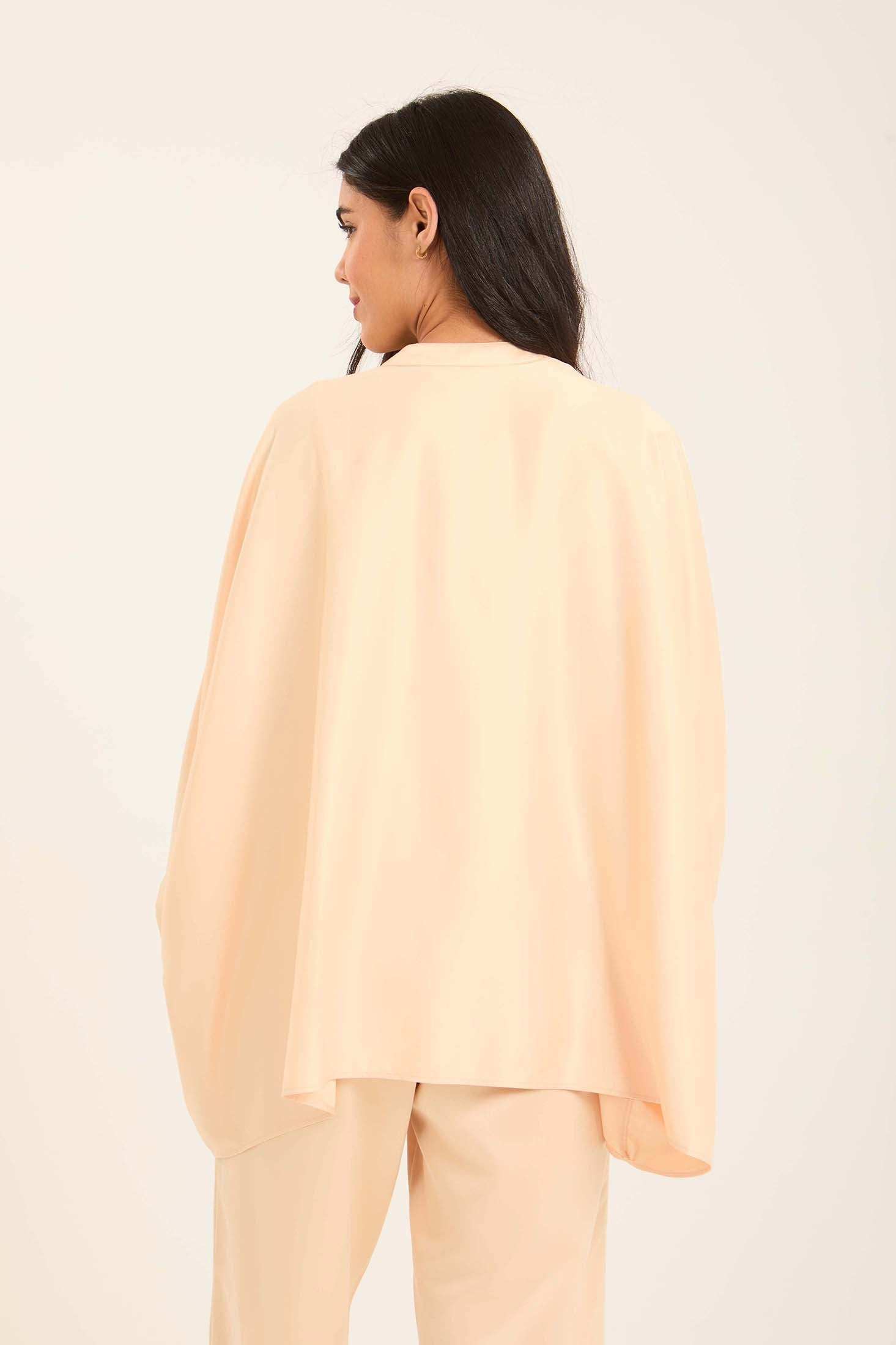 Flowing Blouse with Draped Sleeves