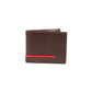 Solid Leather Bi-Fold Wallet with Stripe
