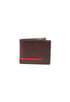 Solid Leather Bi-Fold Wallet with Stripe