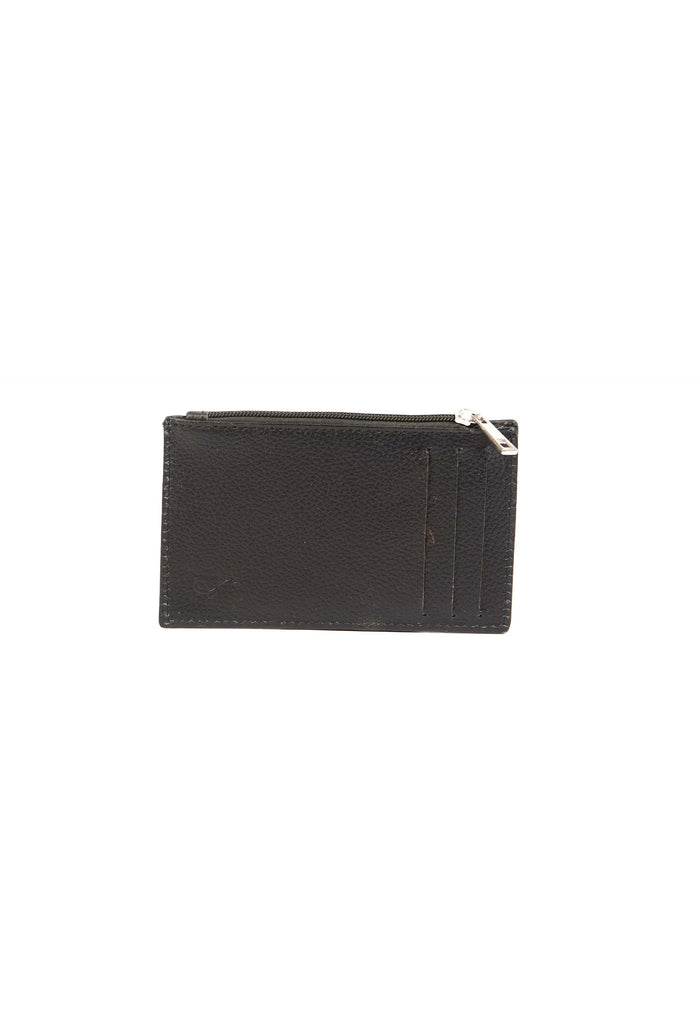 Solid Leather Cards Holder with Zipped Pocket