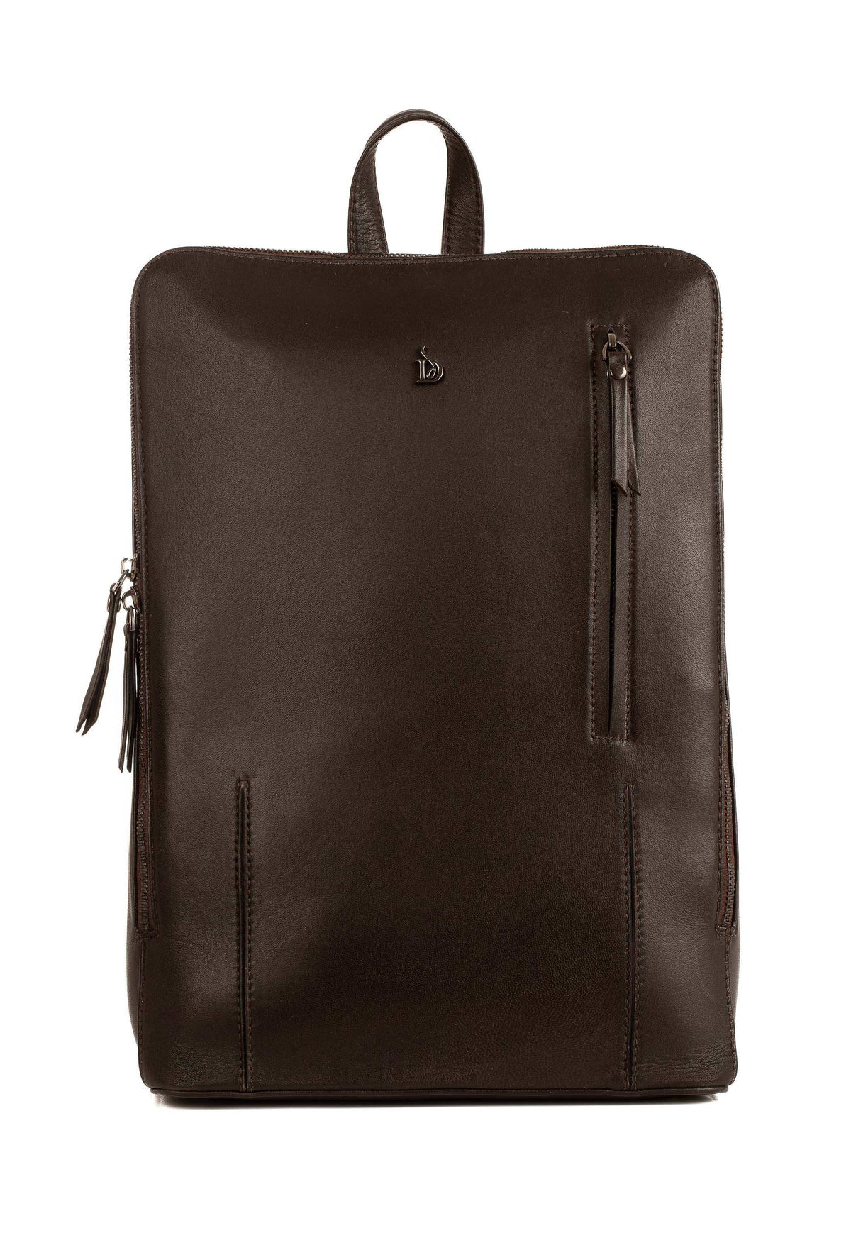Soft Leather Backpack with Top Zip Closure