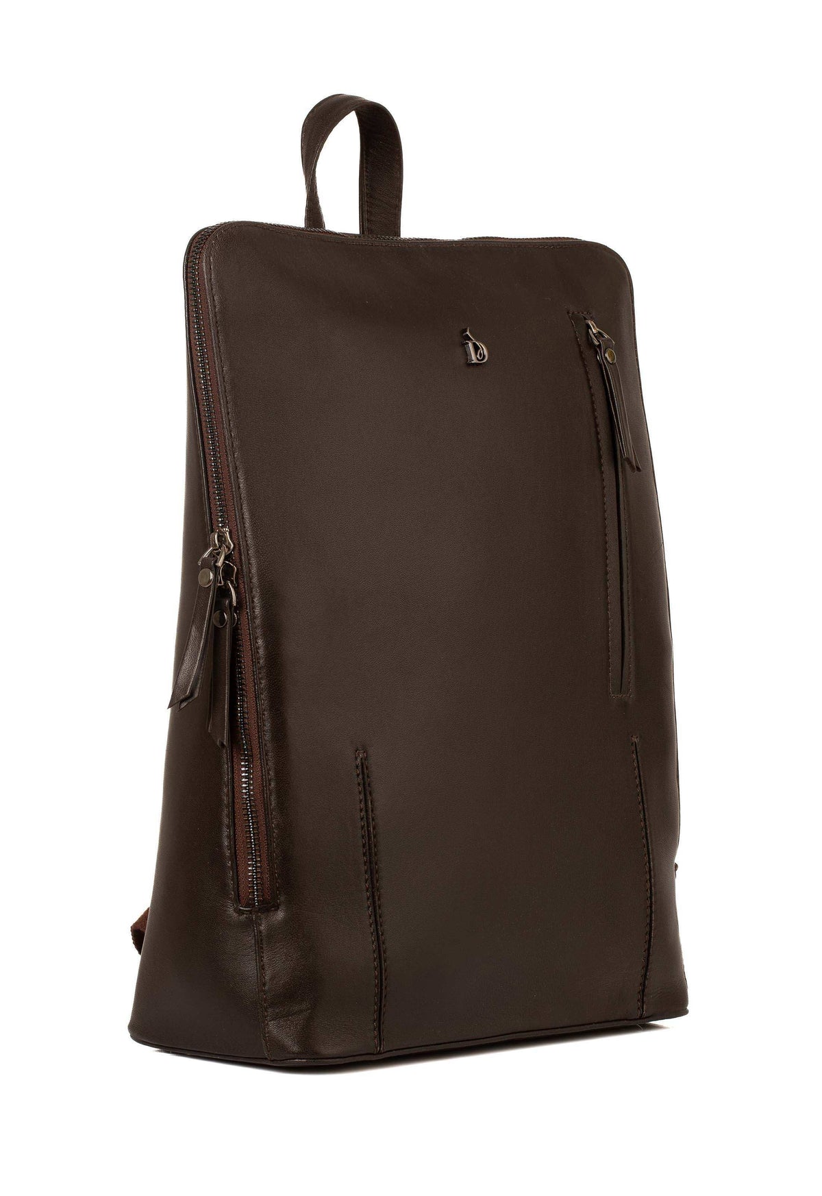 Soft Leather Backpack with Top Zip Closure