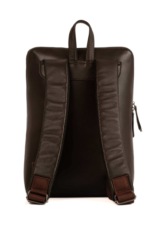 Soft Leather Backpack with Top Zip Closure