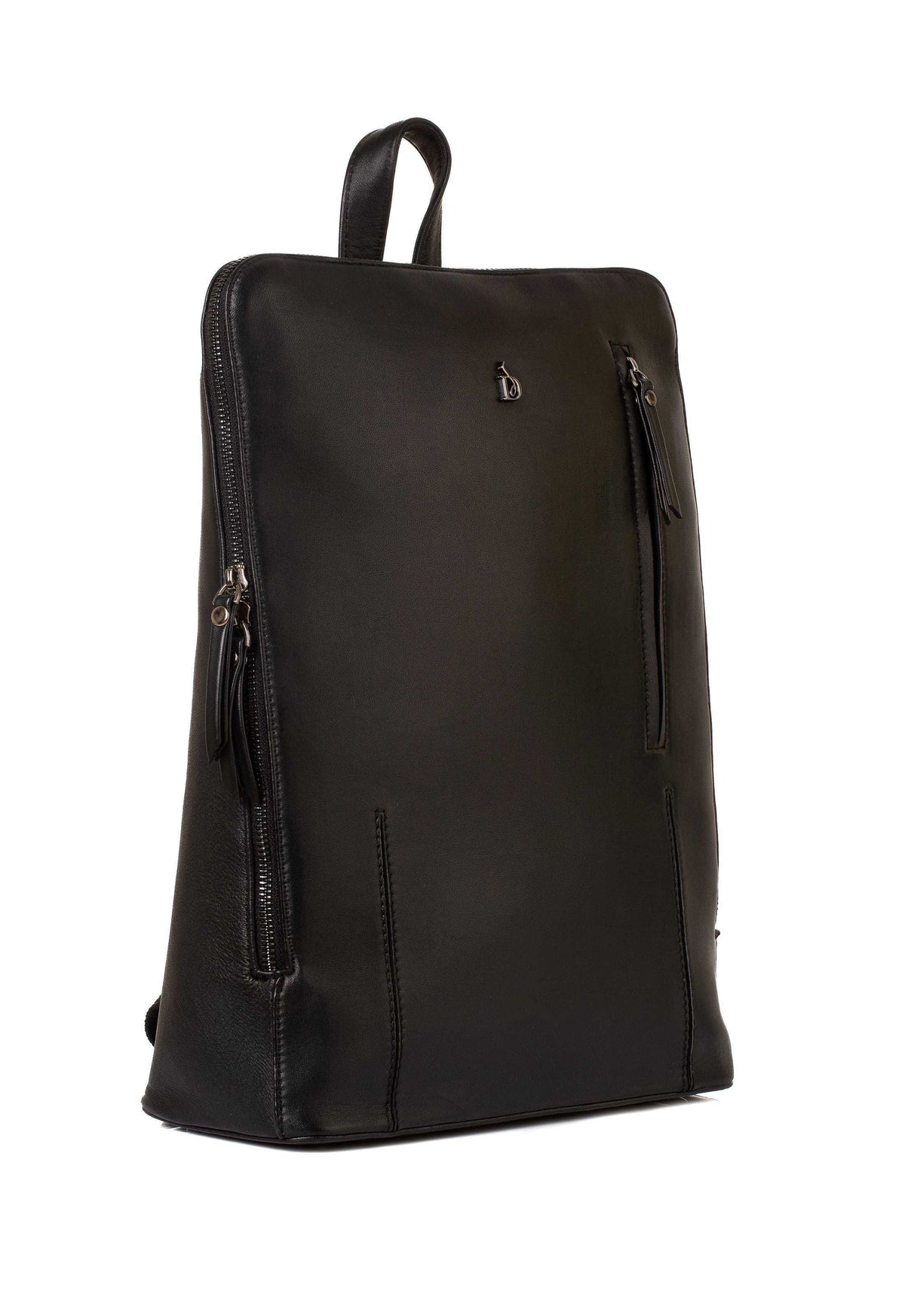 Soft Leather Backpack with Top Zip Closure