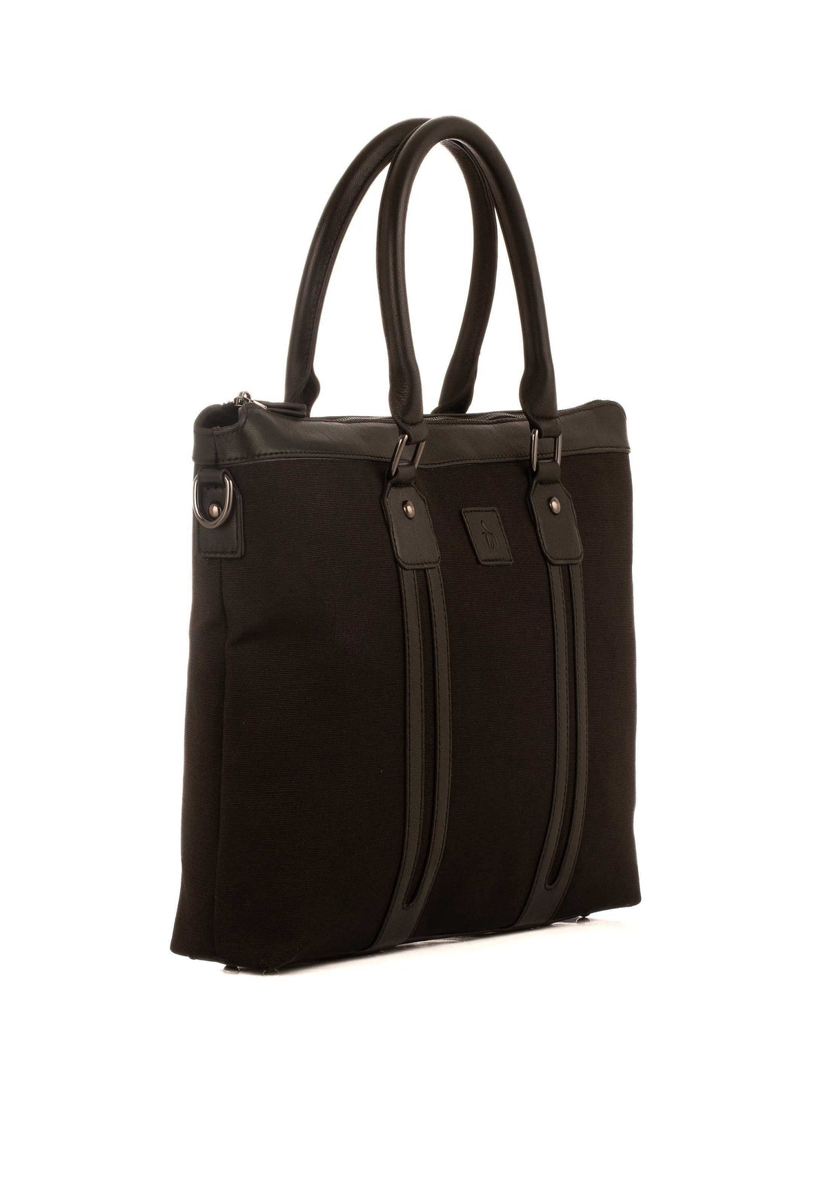 Top-Handle Cloth & Leather Laptop Bag
