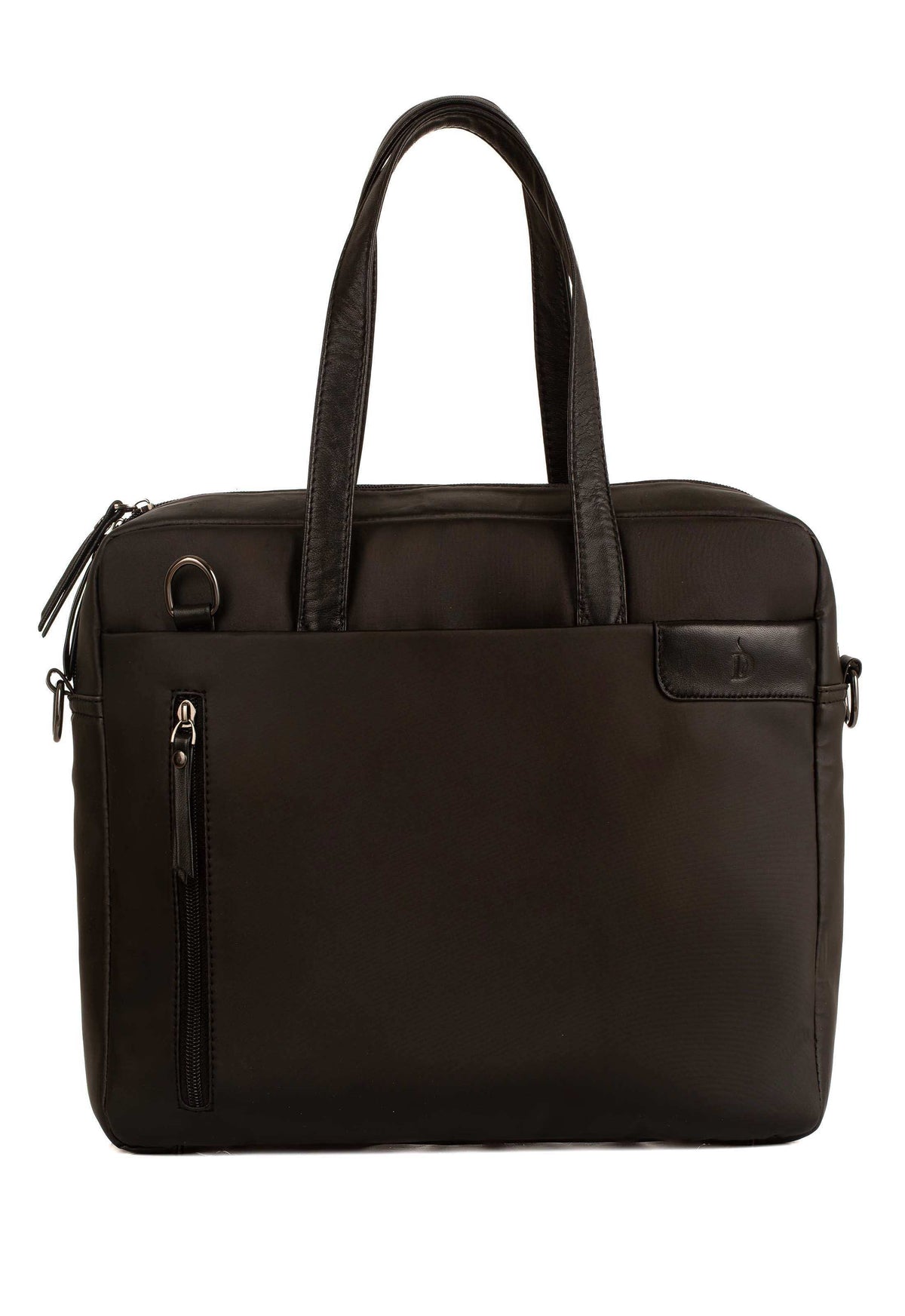 Zipped Laptop Leather Top-Handle Bag