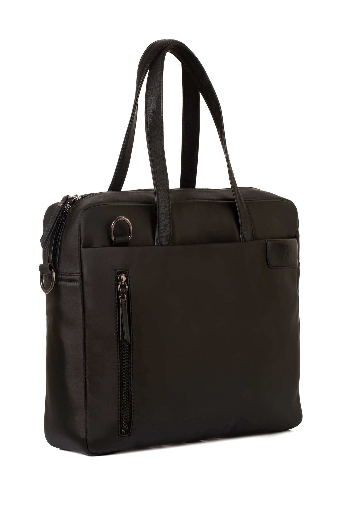 Zipped Laptop Leather Top-Handle Bag