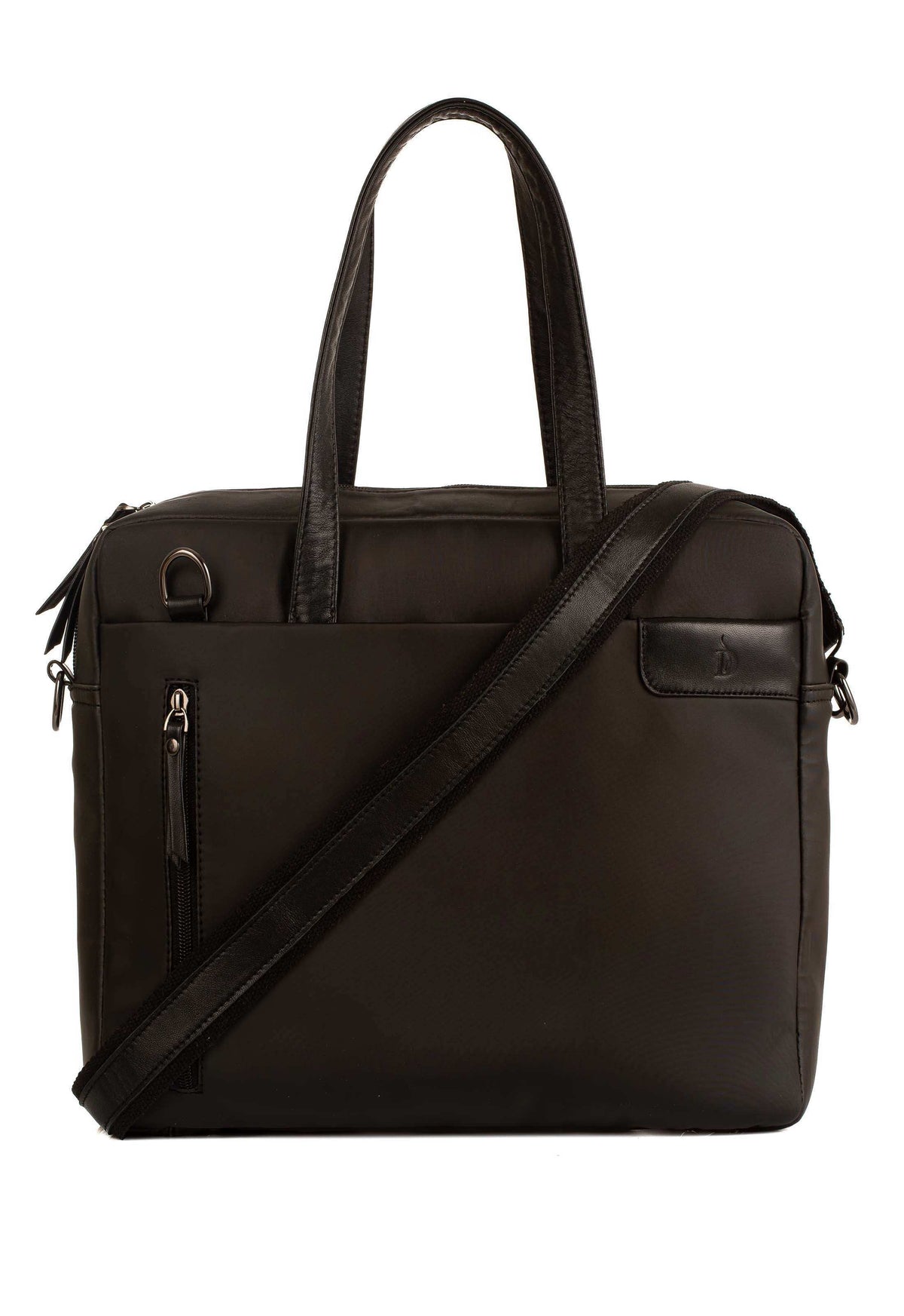 Zipped Laptop Leather Top-Handle Bag
