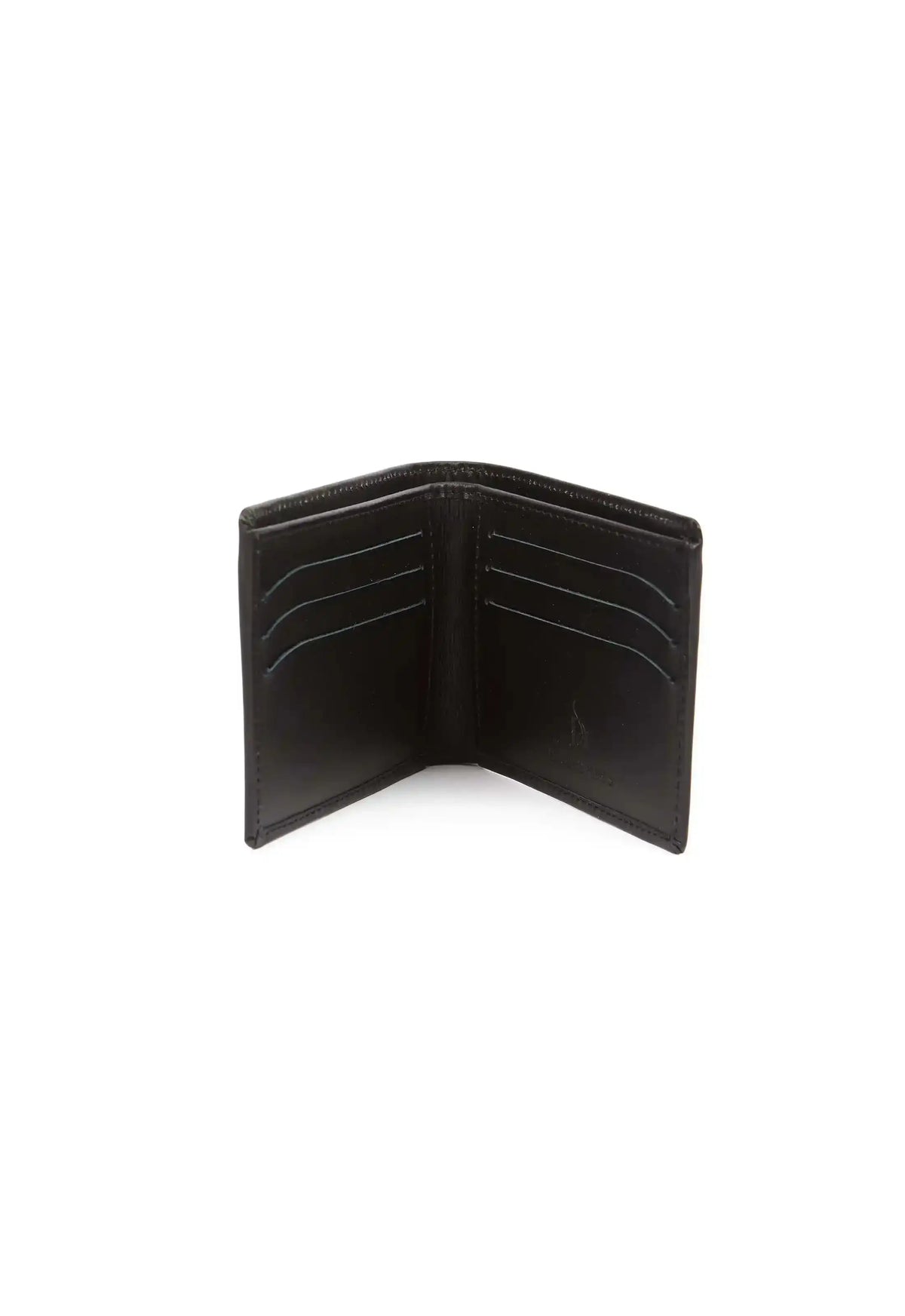 Solid Leather Bi-Fold Wallet with Stripe
