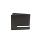 Solid Leather Bi-Fold Wallet with Stripe