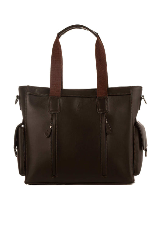 Padded Leather Laptop Bag Dual Zip