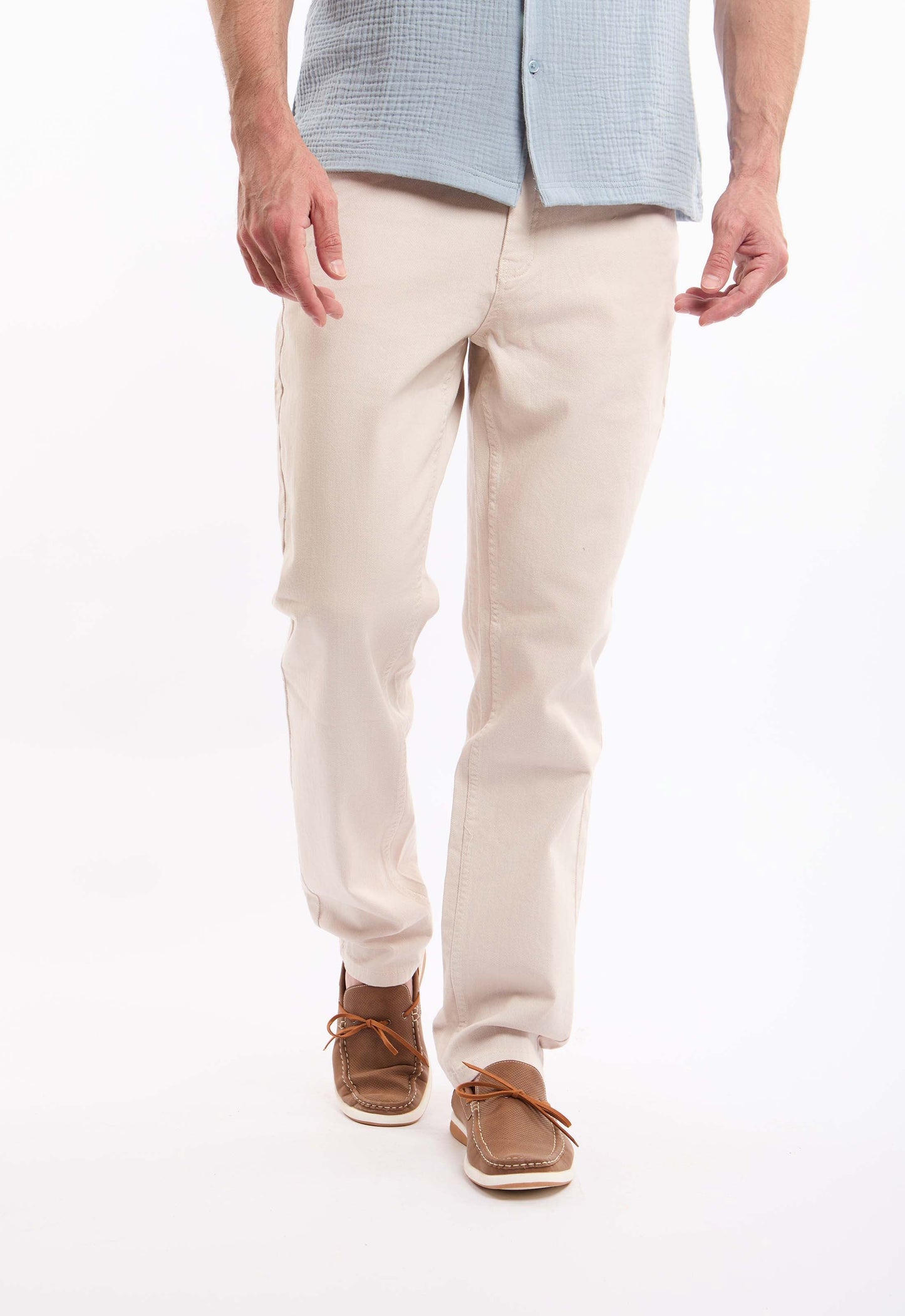 Tailored Straight Cotton Pants with Clean Finish