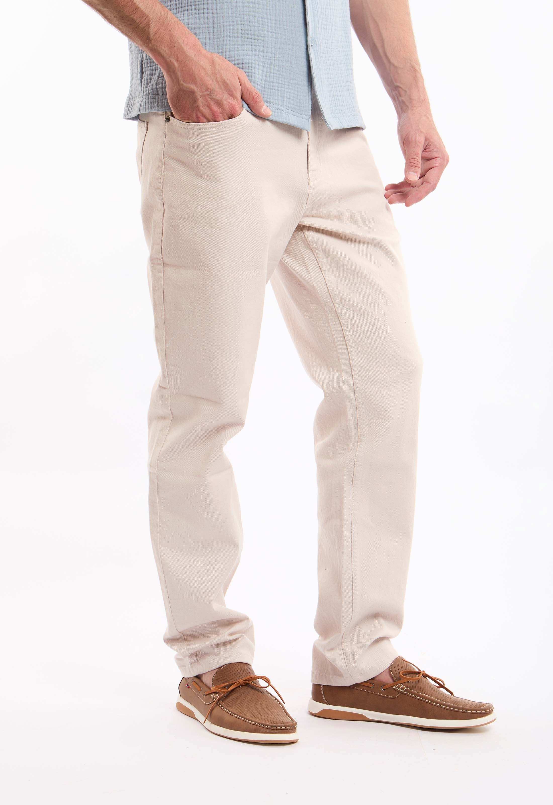 Tailored Straight Cotton Pants with Clean Finish