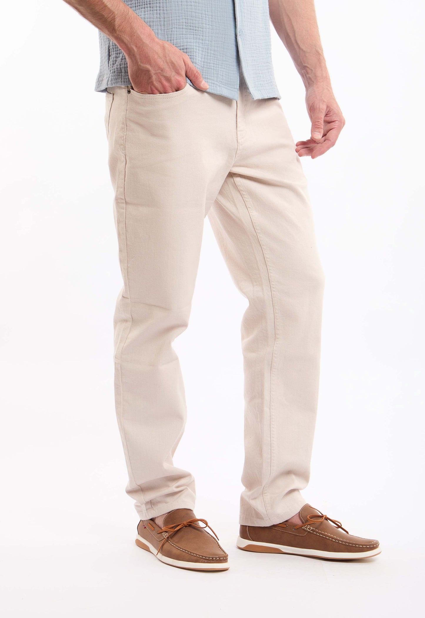 Tailored Straight Cotton Pants with Clean Finish