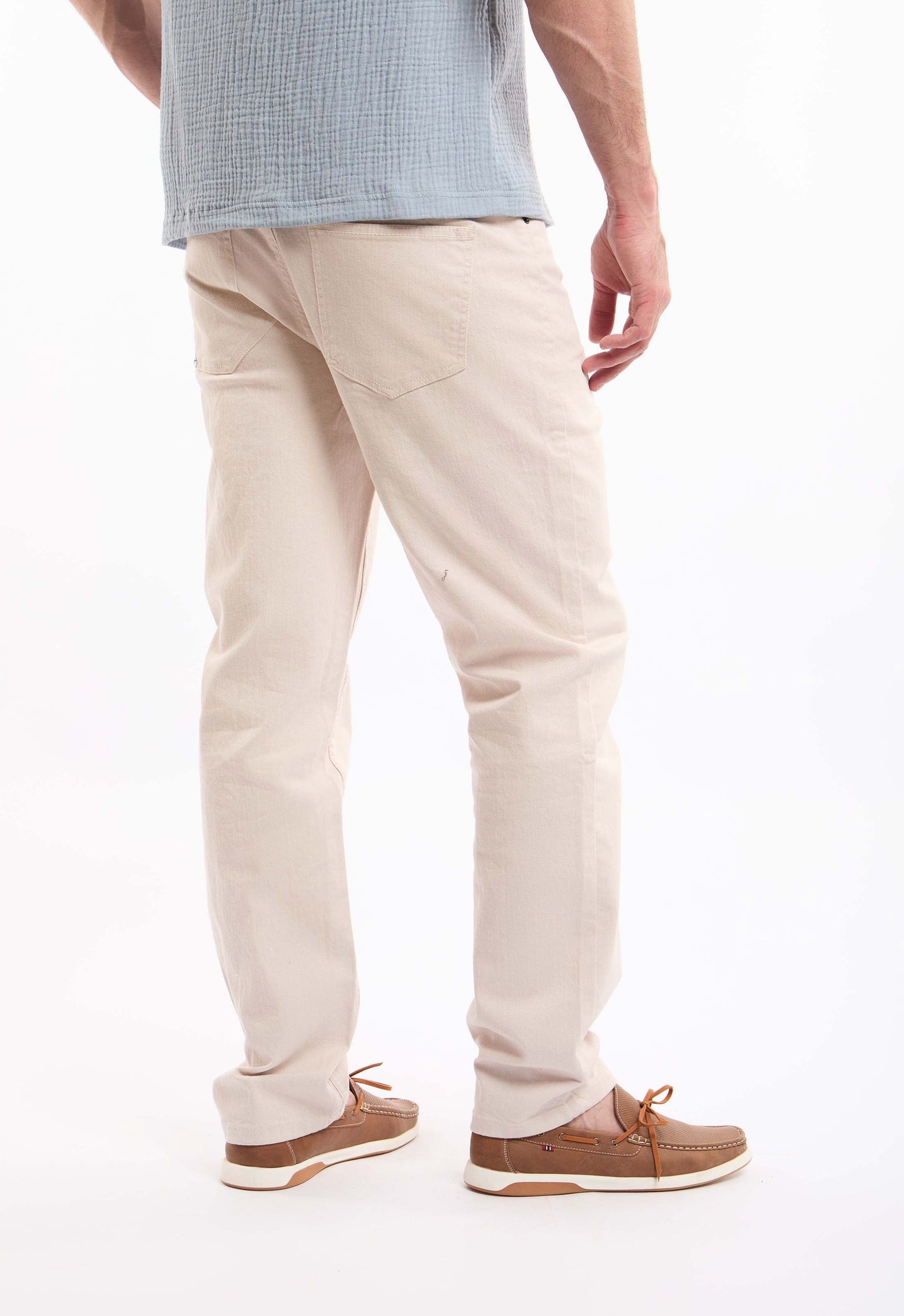 Tailored Straight Cotton Pants with Clean Finish