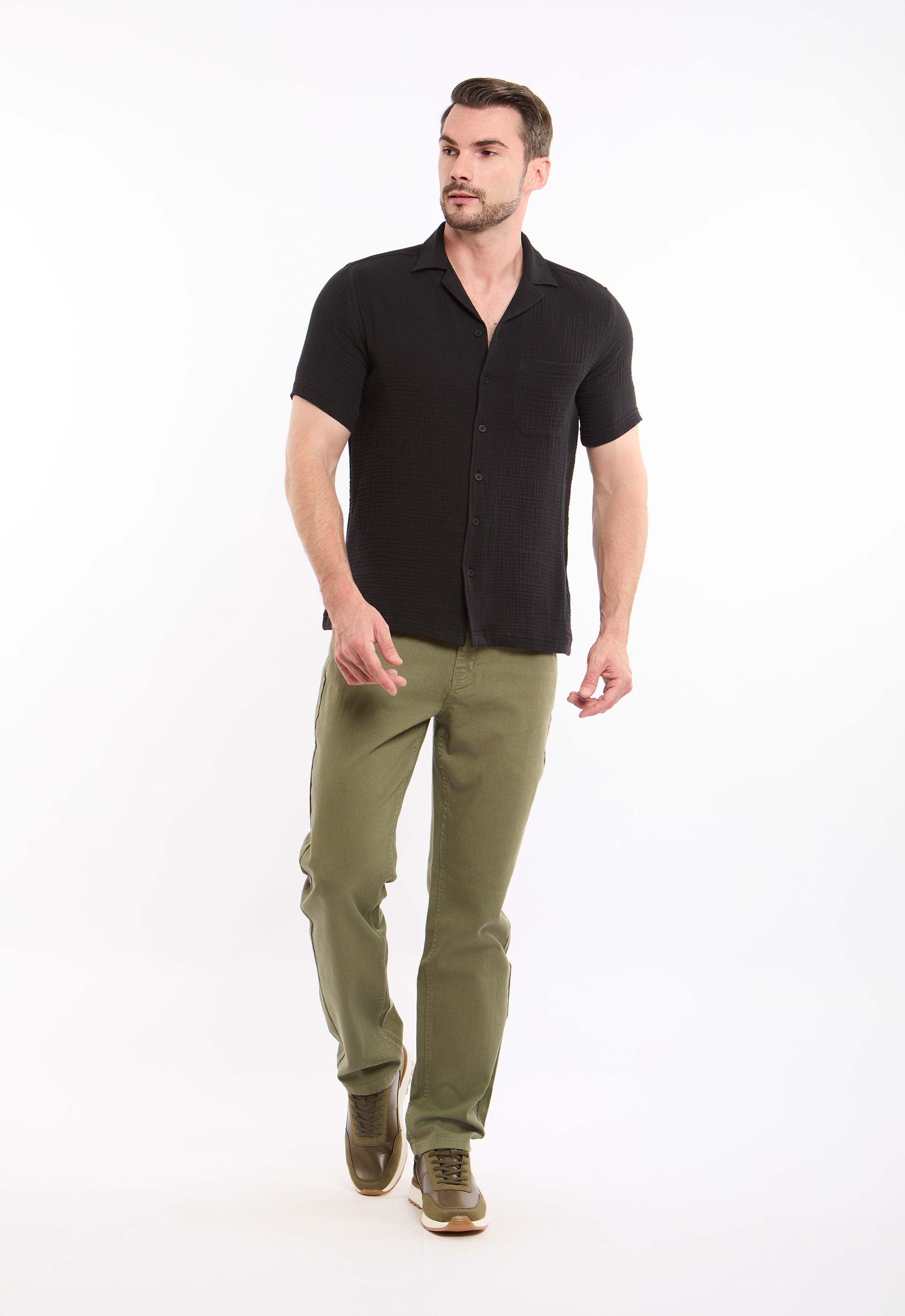 بنطلون قطن أنيق بقصة ساق مستقيمة