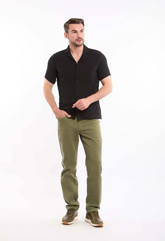 Tailored Straight Cotton Pants with Clean Finish