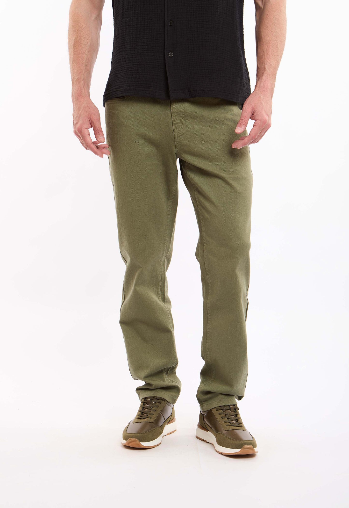 بنطلون قطن أنيق بقصة ساق مستقيمة