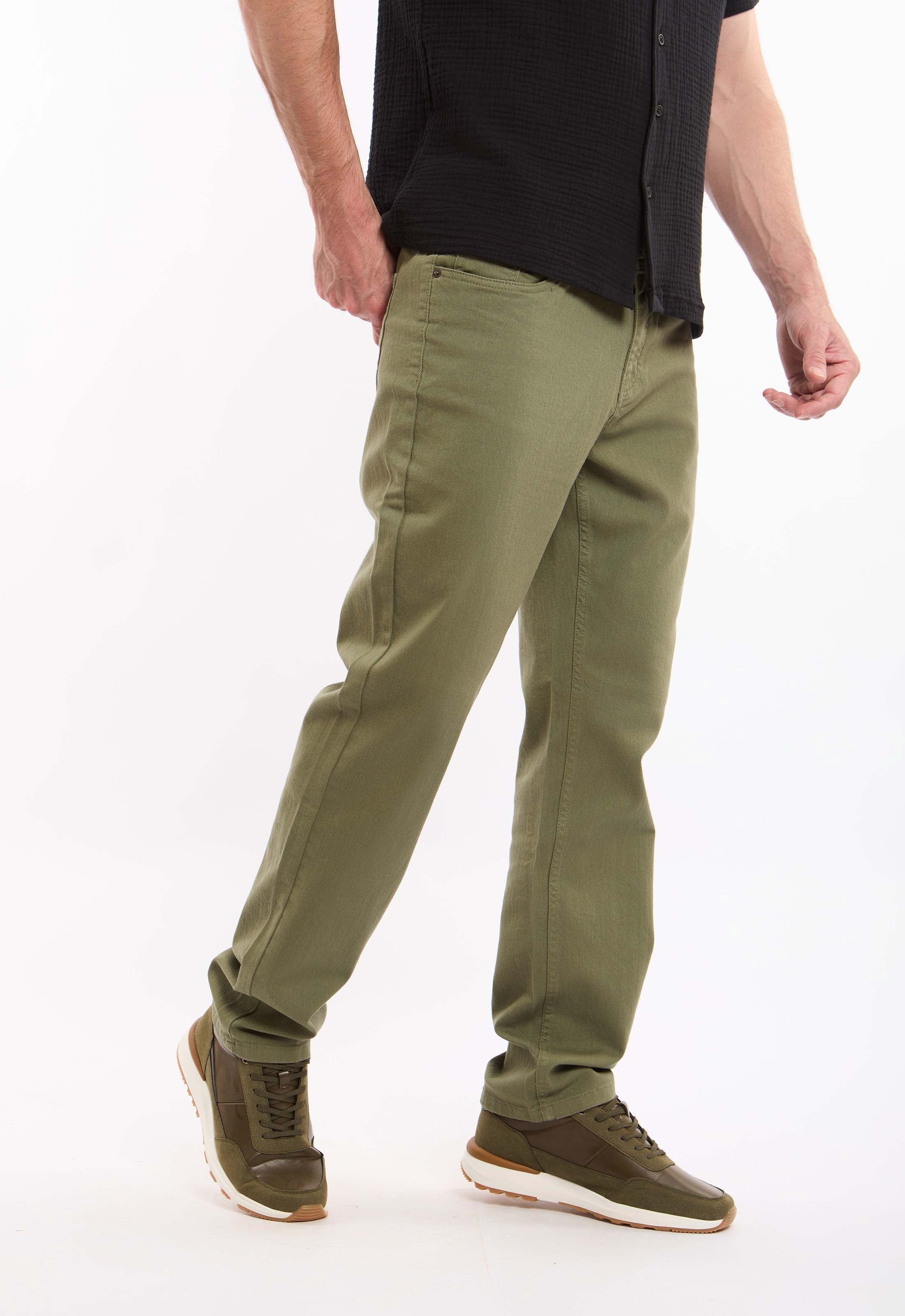 بنطلون قطن أنيق بقصة ساق مستقيمة