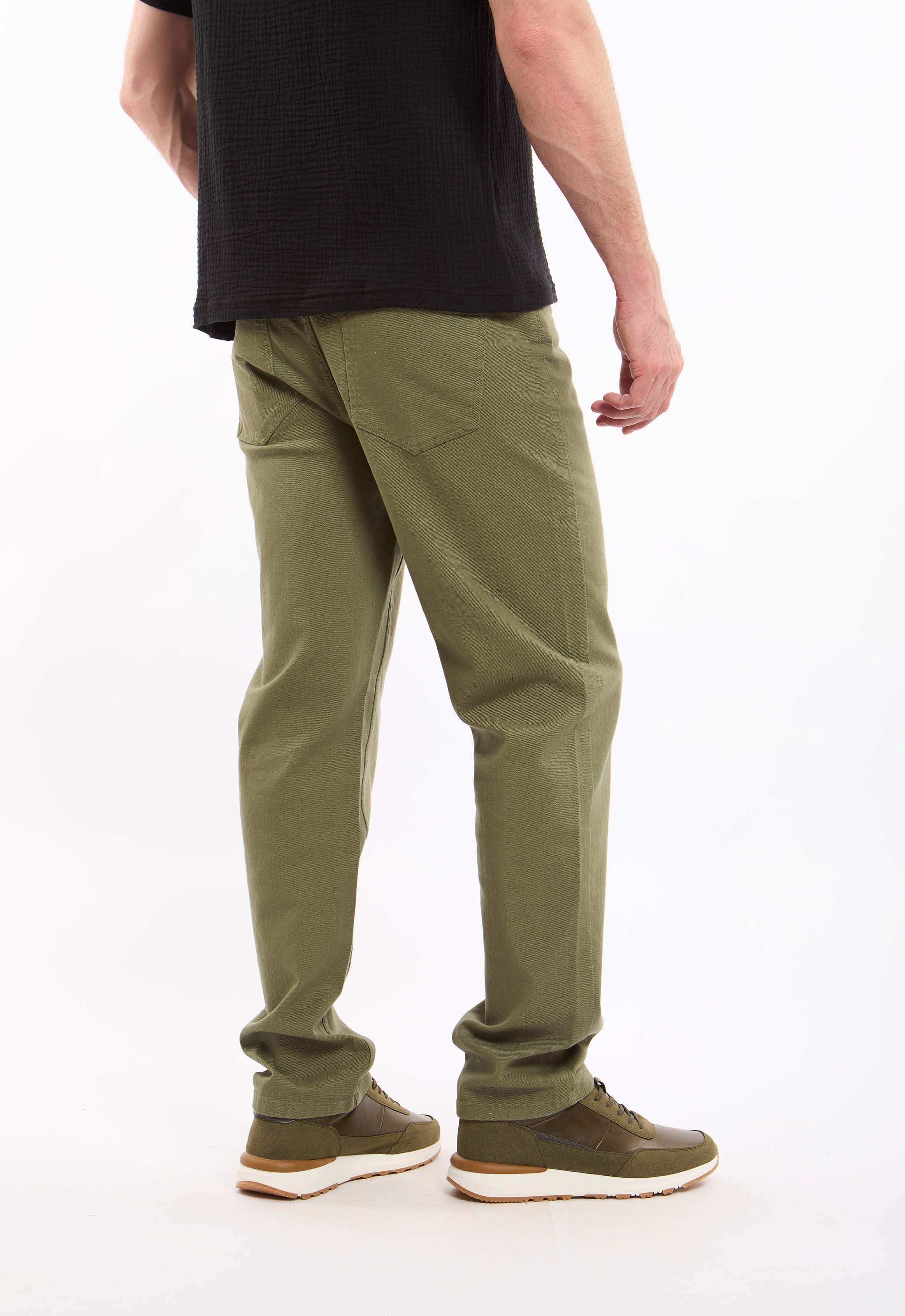 Tailored Straight Cotton Pants with Clean Finish