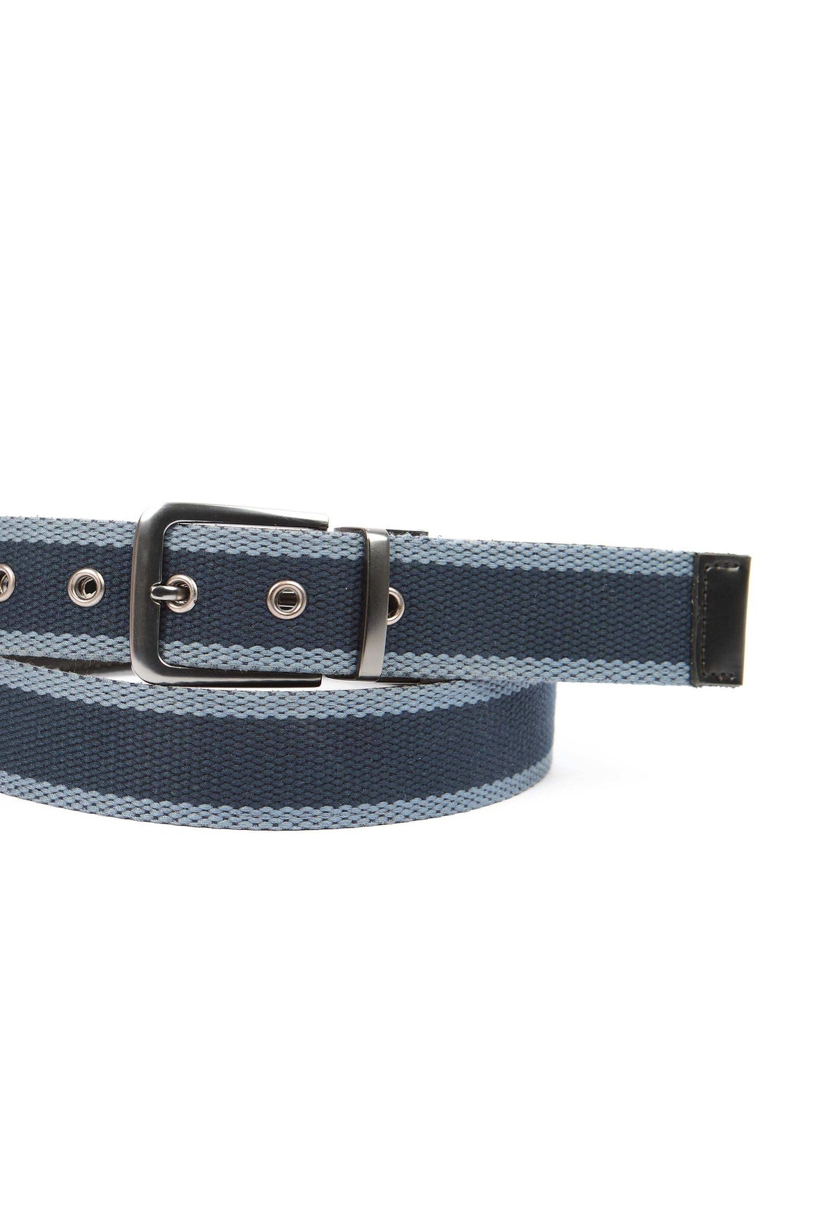 Reversible Fabric-Blend Casual Belt with Leather Accents