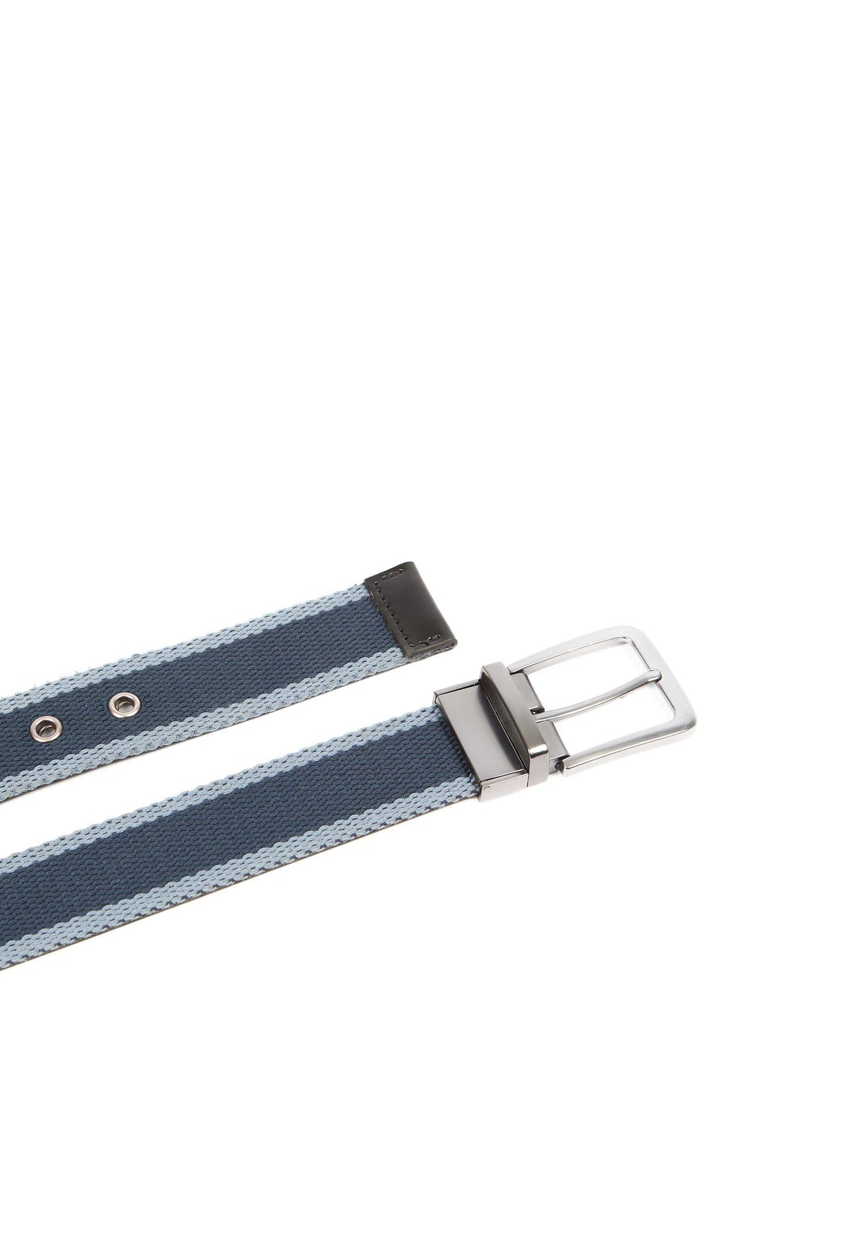 Reversible Fabric-Blend Casual Belt with Leather Accents