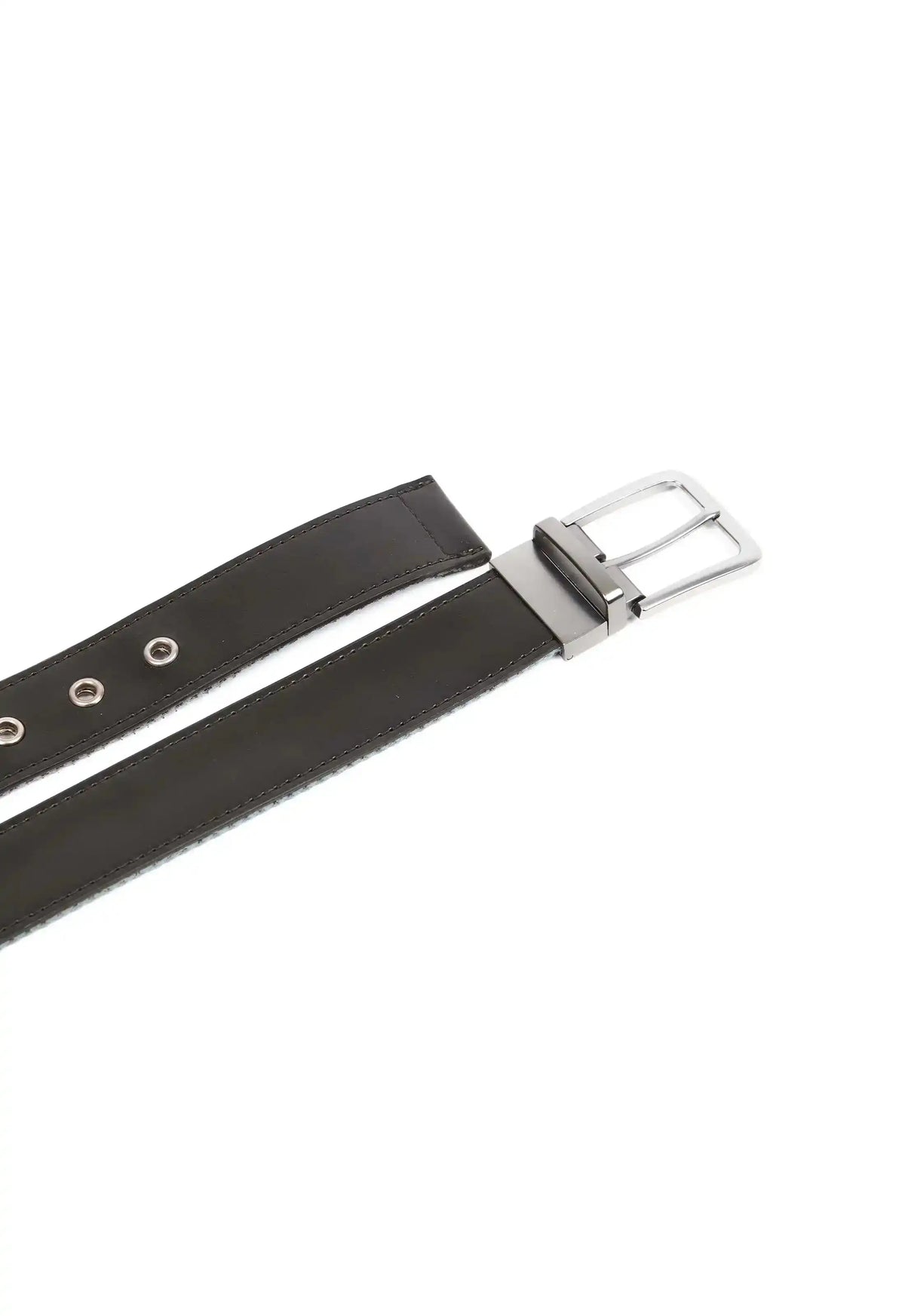 Reversible Fabric-Blend Casual Belt with Leather Accents