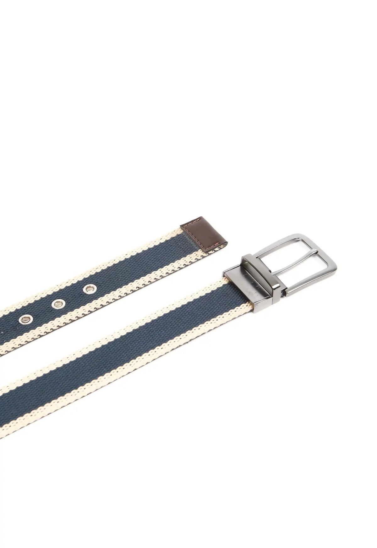 Premium Striped Reversible Leather-Fabric Belt