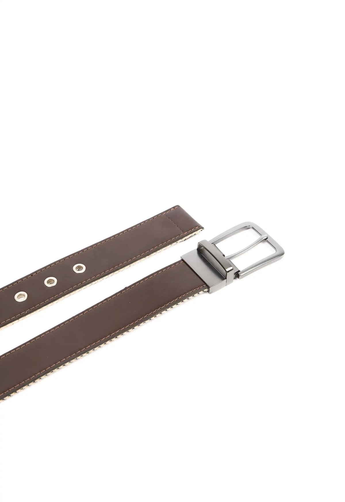 Premium Striped Reversible Leather-Fabric Belt