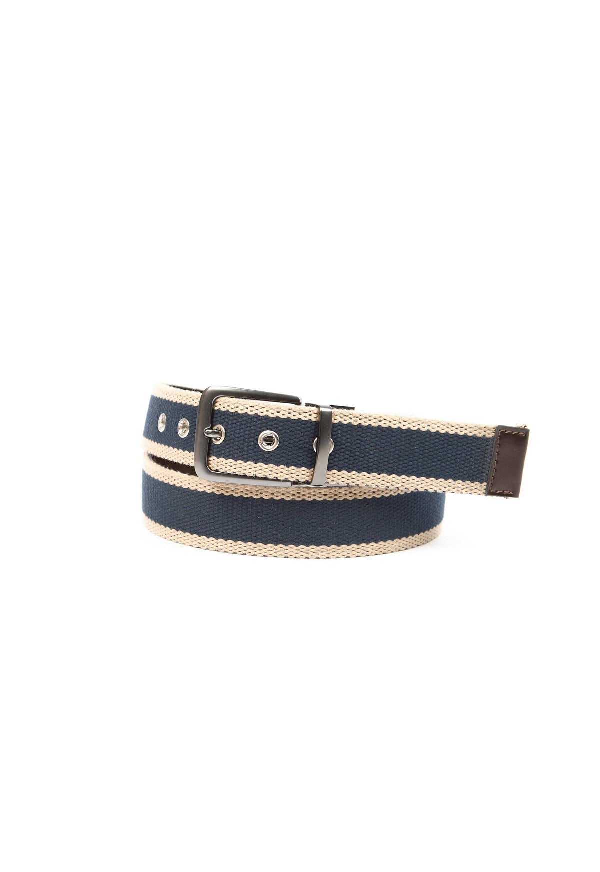 Premium Striped Reversible Leather-Fabric Belt