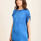 Roll-Up Short Sleeves Satin Top