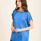 Roll-Up Short Sleeves Satin Top