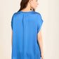 Roll-Up Short Sleeves Satin Top