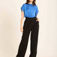 Roll-Up Short Sleeves Satin Top