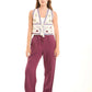 Wide-Leg Polyester Pants with Front Seam